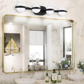 Modern Minimalist Bathroom Vanity Light, LED 4 Bulb Frosted Glass Shades, Wall Mounted Decorative Lighting Fixture, Suitable for Bathroom Vanity Mirro